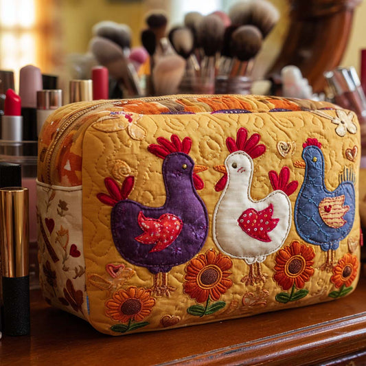 Amélie - Trousse de toilette matelassée Poule