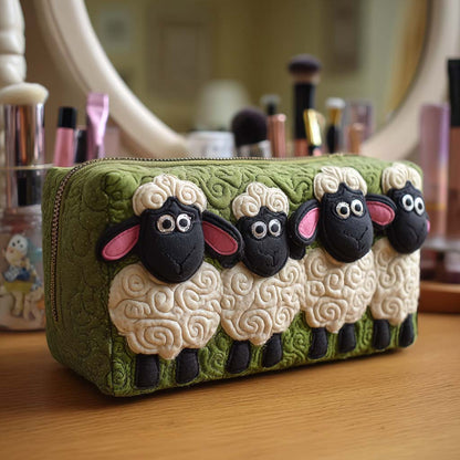 Nathalie - Trousse de toilette matelassée Moutons
