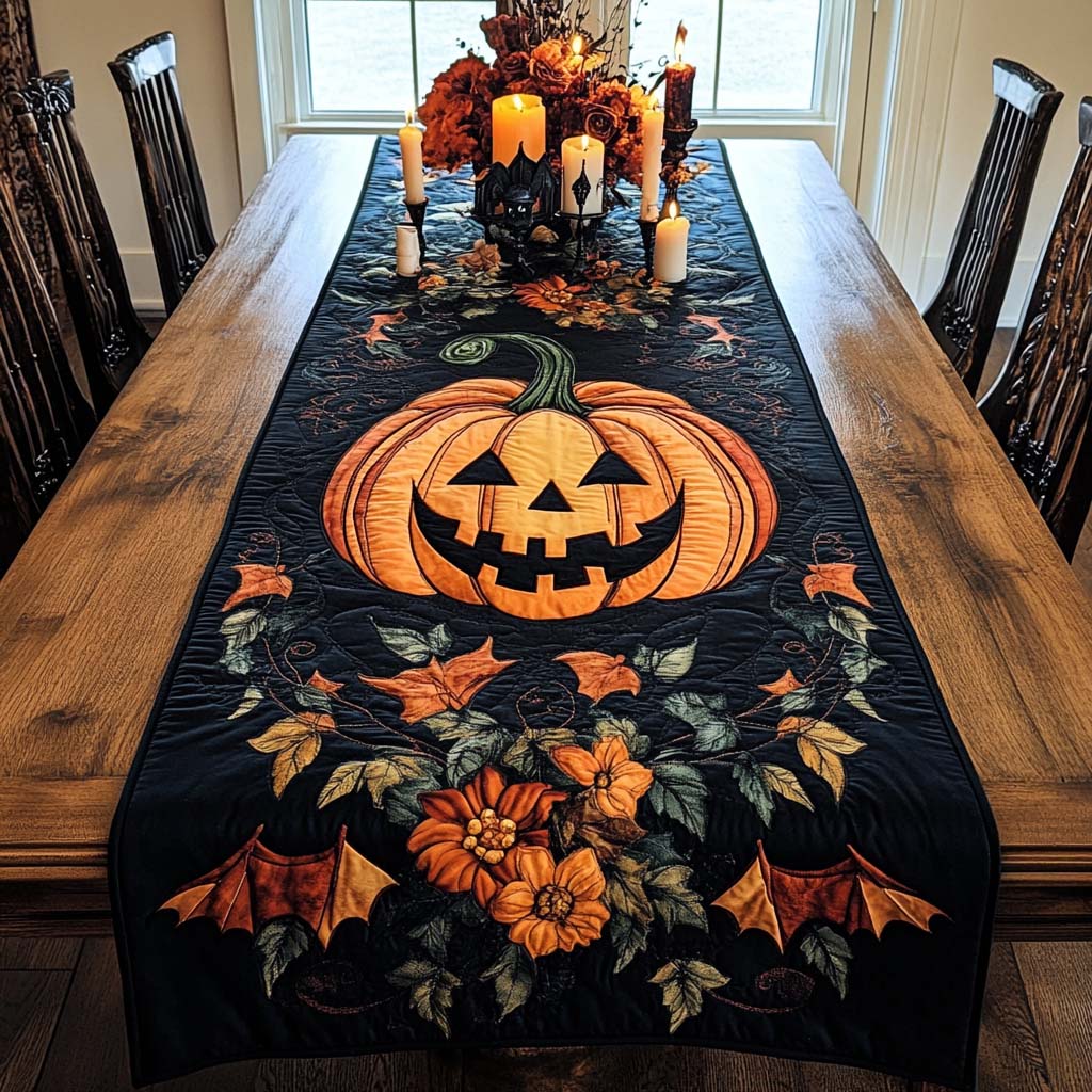 Chemin de table matelassé - Joie d'Halloween