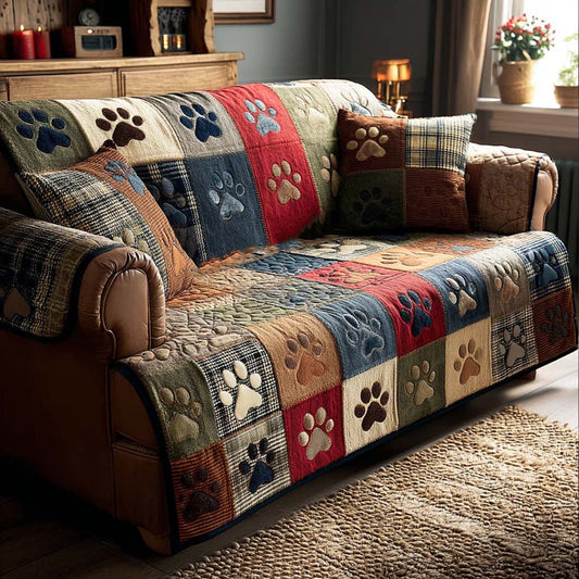 Philippine - Housse de canapé matelassée Empreintes Joyeuses