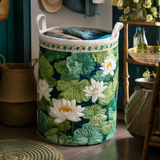 Panier à Linge Matelassé - Fraîcheur de l'Étang aux Nénuphars