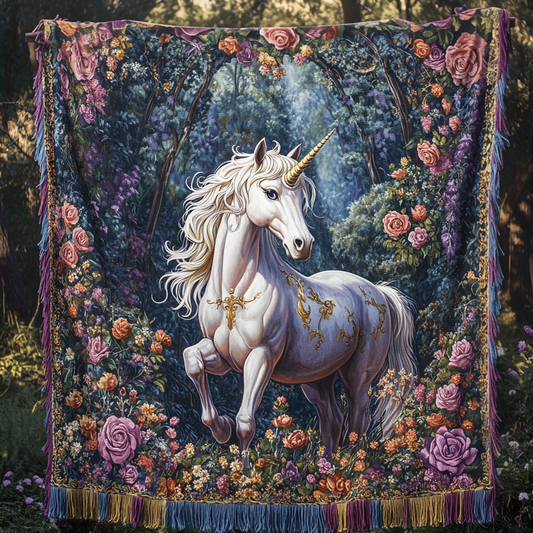 Sandrine - Couverture matelassée Licorne au Clair de Lunes