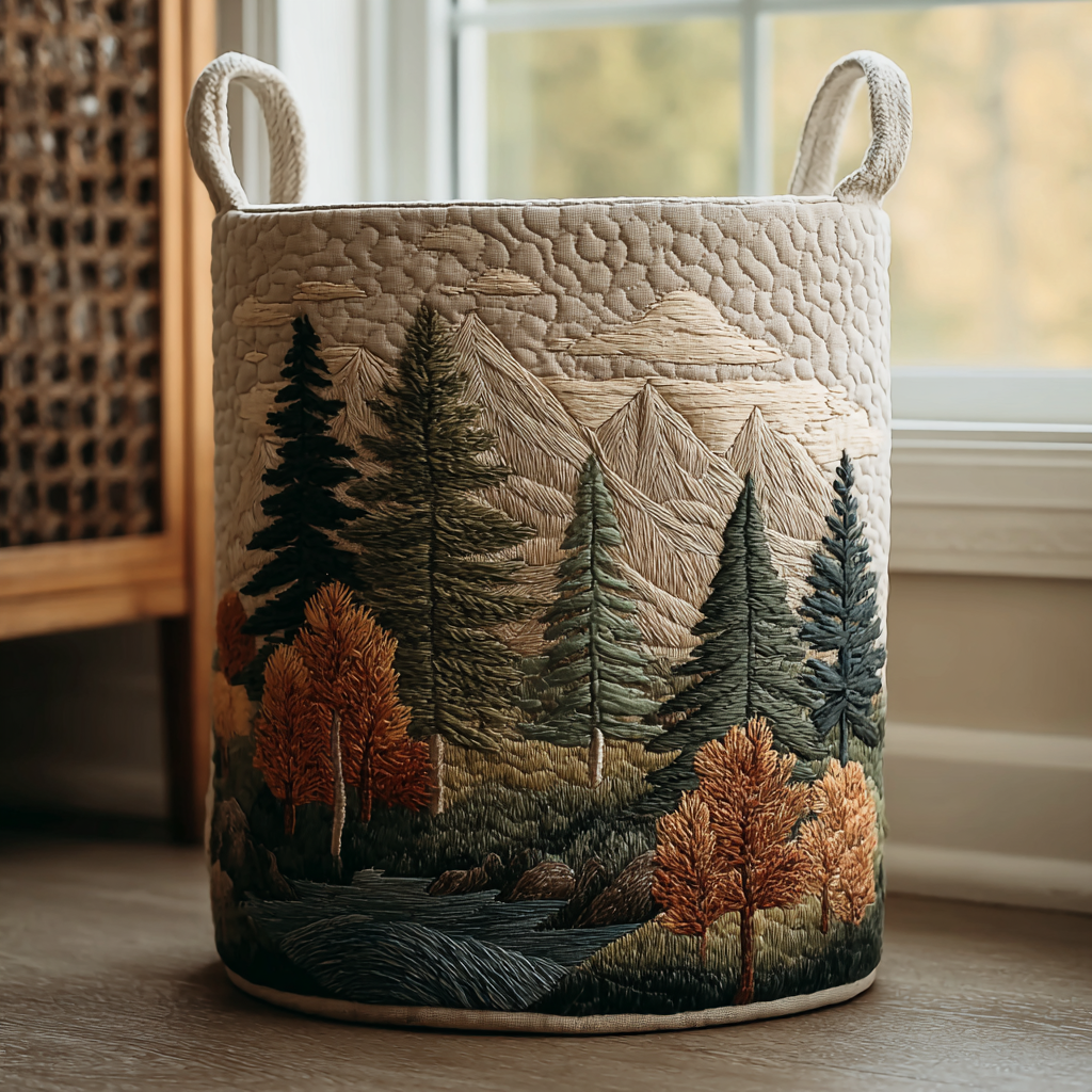 Panier à Linge Matelassé - Forêt