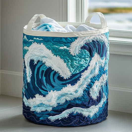 Panier à Linge Matelassé - Vague de l'Océan
