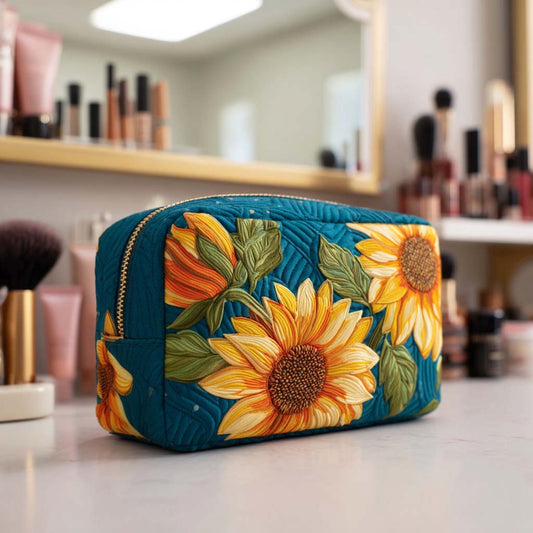 Blanche - Trousse de toilette matelassée Fleur Joyeux