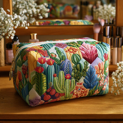 Amélie - Trousse de toilette matelassée Plantes Succulentes