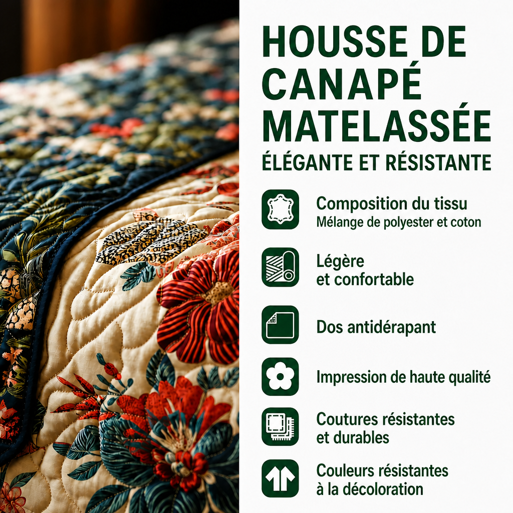 Margaux - Housse de canapé matelassée Elfe de Noël